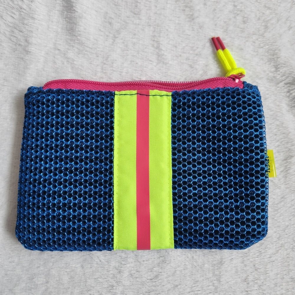Ipsy Blue Mesh Pouch with Bright Accents